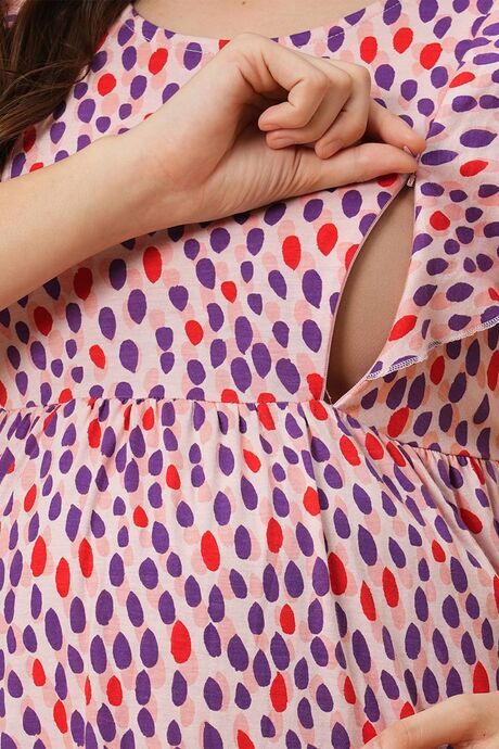 Inner Sense Organic Cotton Bamboo Nursing Dress - Pink Flowerburst — image 2